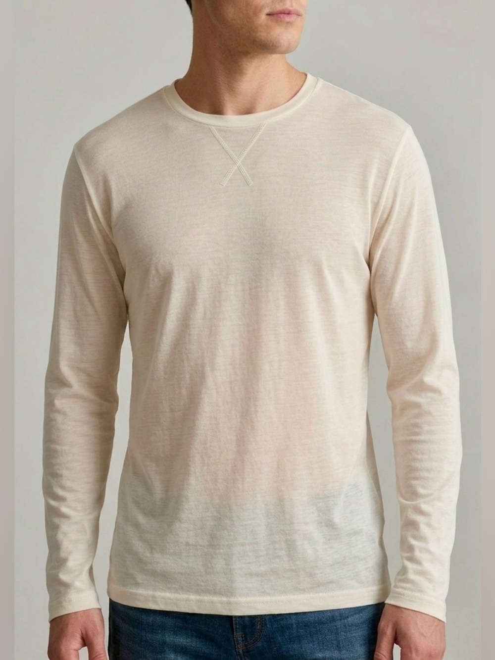 Lightweight Ivory Long Sleeve Crewneck Shirt Men’s XL - NWOT